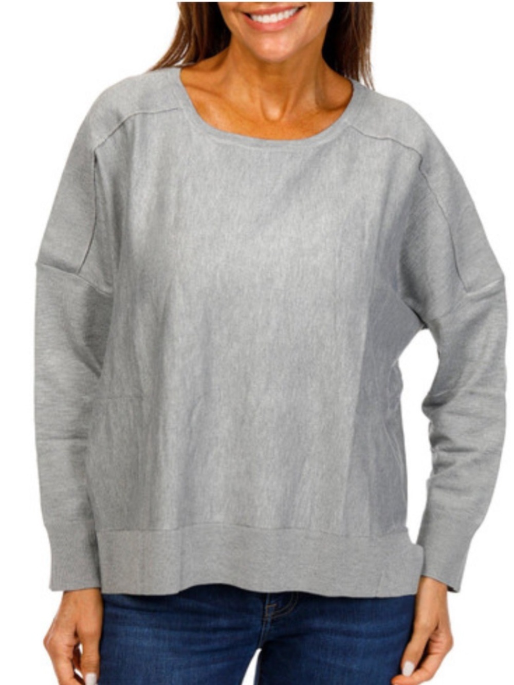 Adrienne Vittadini Light Gray Crewneck Sweater